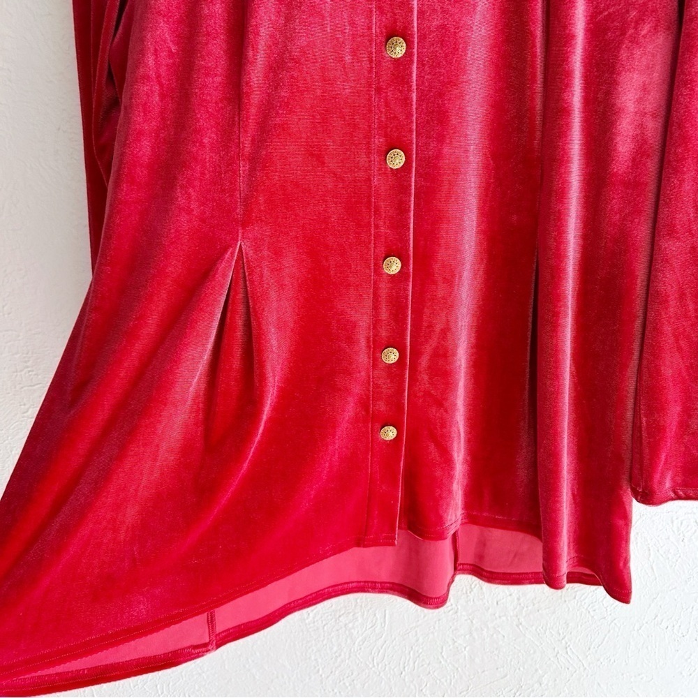 Soft Surroundings Enchanted Velvet Shirt Red Sz XL Whimsigoth - Picture 3 of 6